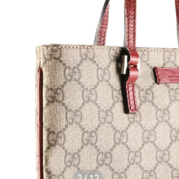 Authentic Gucci Tote Bag Supreme Coated Canvas and Leather RED ❤️❤️ - Picture 9 of 9